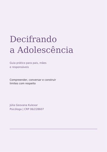 Capa do e-book Decifrando a Adolescência